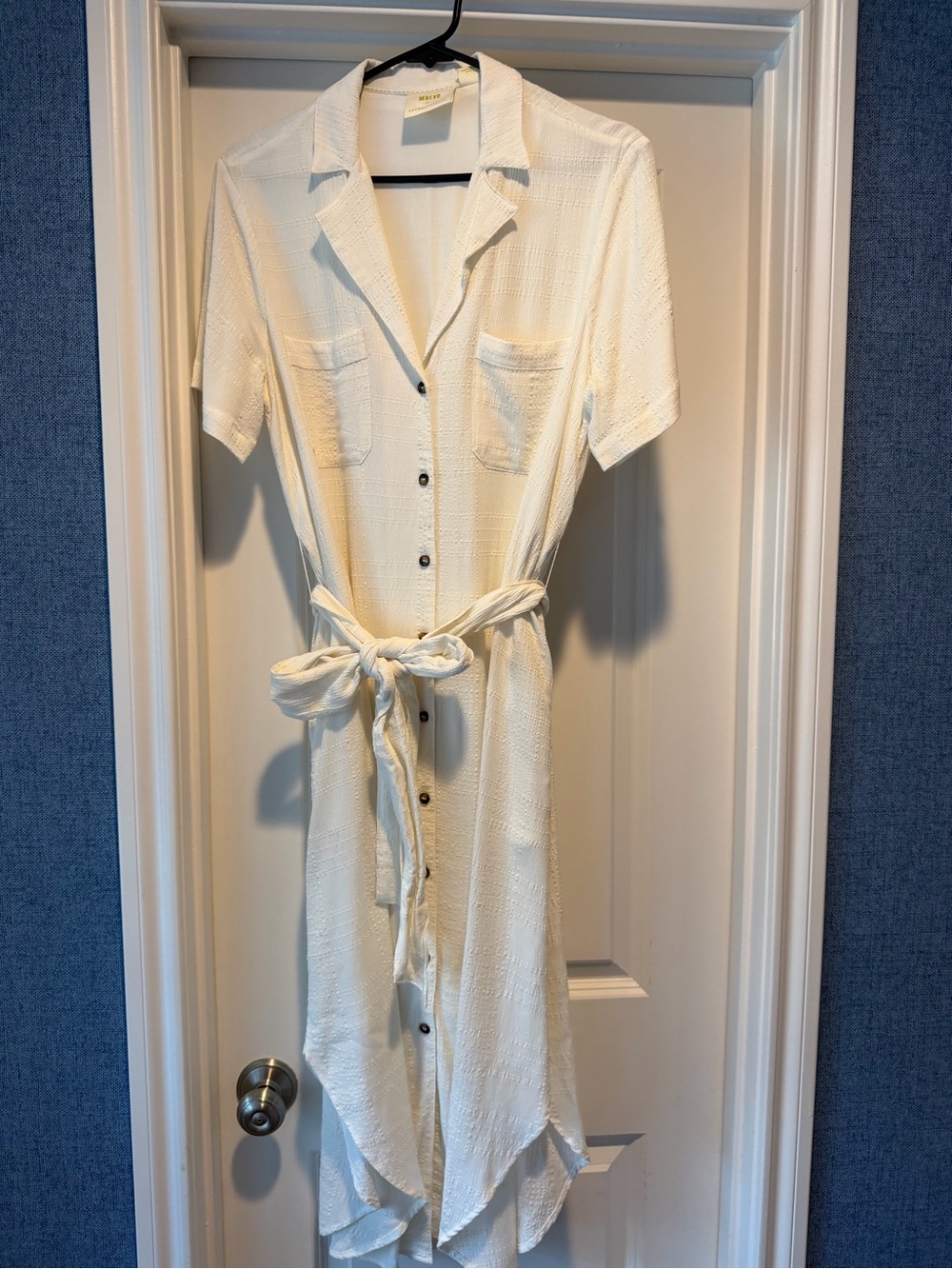 Anthropologie Cream Button-Front High-Low Shirt Dress